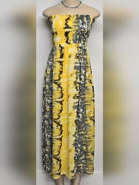 Cotton Express S Strapless Smocked Tube Dress Chiffon Like New